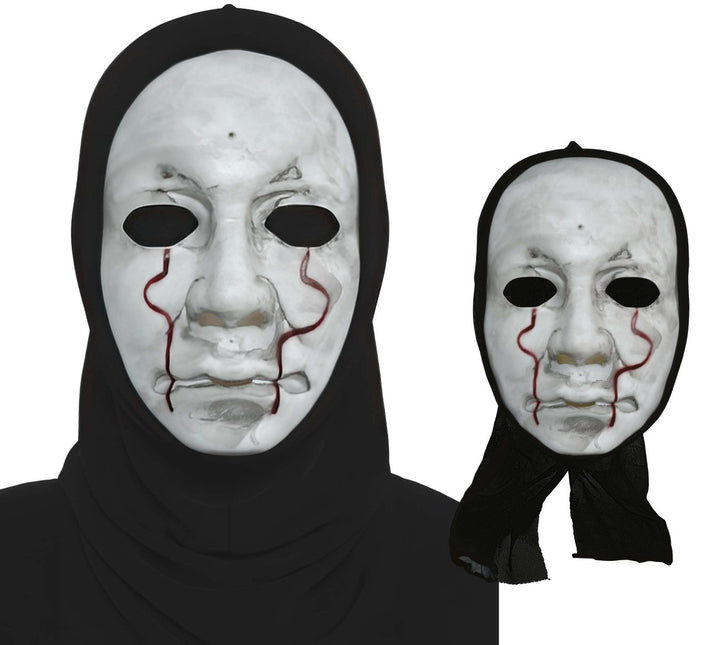 Halloween Masker Zwart Wit Killer Met Capuchon van Fiestas Guirca koop je bij Partywinkel