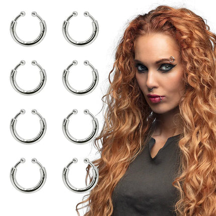 Halloween Nep Piercing Zilver 8st - Partywinkel - 8712026643179