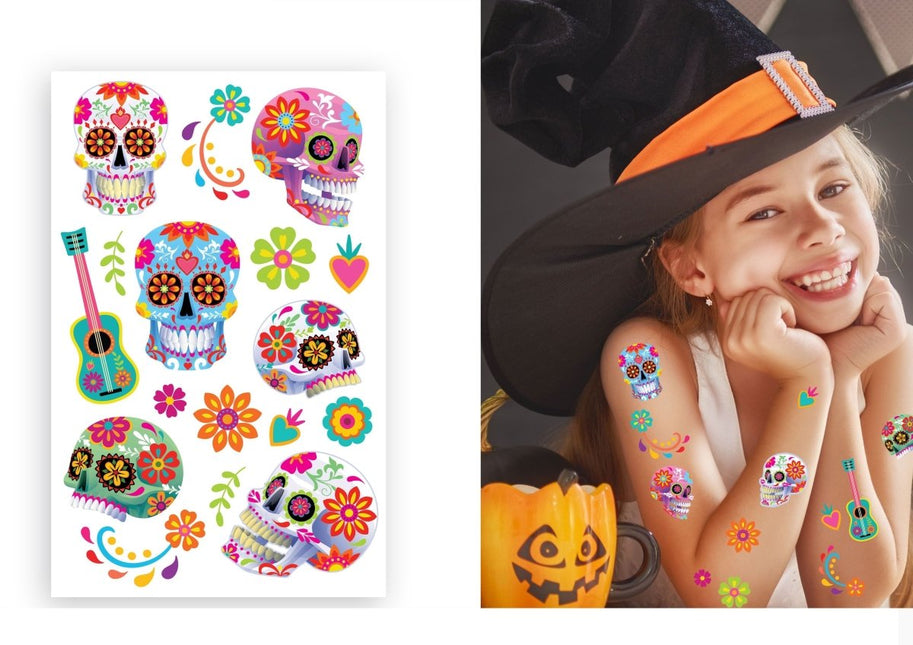 Halloween Nep Tattoos Catrina van Fiestas Guirca koop je bij Partywinkel