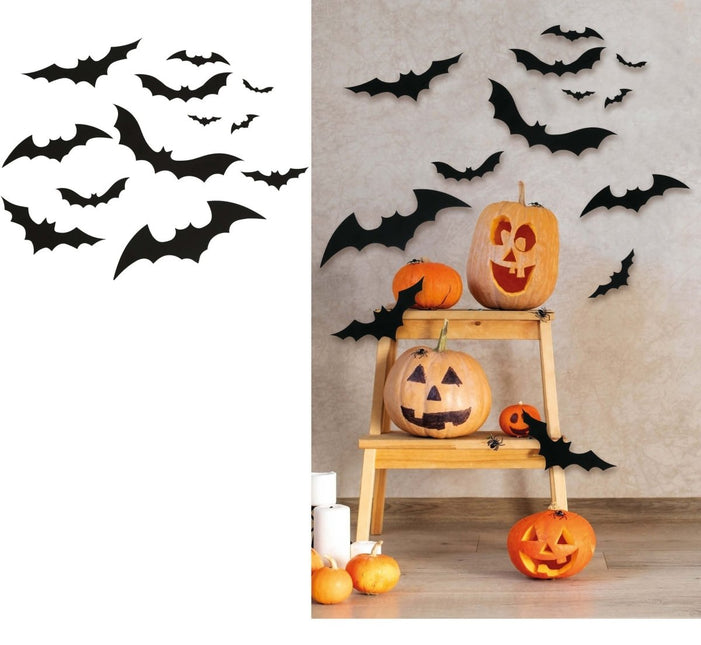Halloween Nep Vleermuis 12st - Partywinkel - 8434077190739