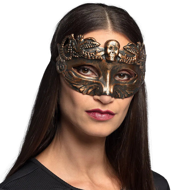 Halloween Oogmasker Bruin Doodshoofd van Boland koop je bij Partywinkel