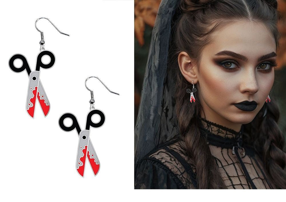 Halloween Oorbellen Bebloede Schaar van Fiestas Guirca koop je bij Partywinkel