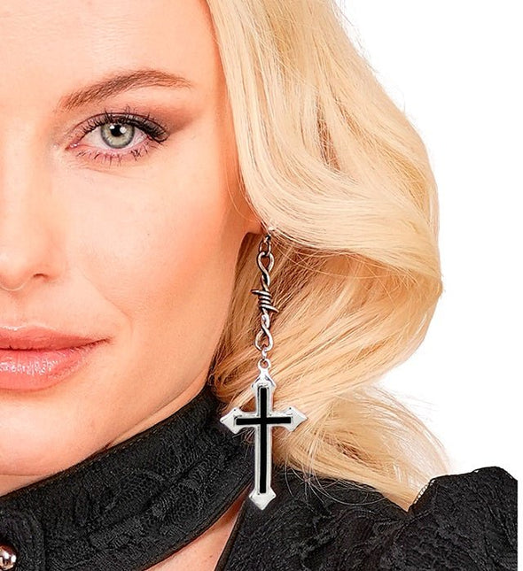 Halloween Oorbellen Zwart Kruis van Widmann koop je bij Partywinkel