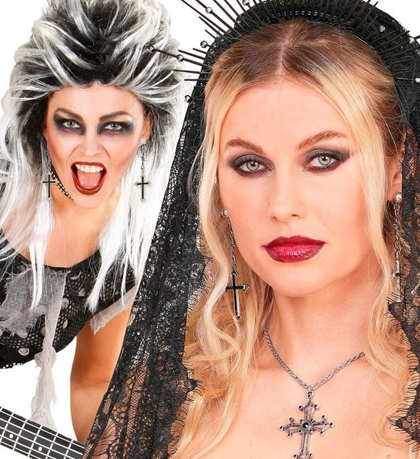 Halloween Oorbellen Zwart Kruis van Widmann koop je bij Partywinkel