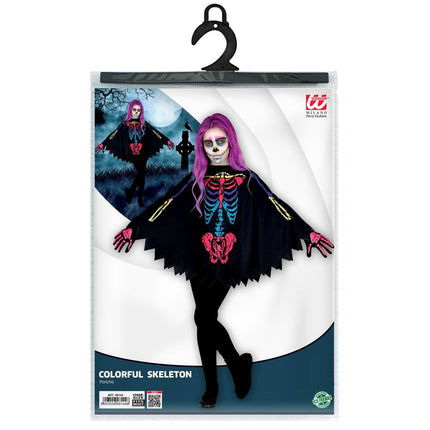 Halloween Poncho Gekleurd Kind Skelet van Widmann koop je bij Partywinkel