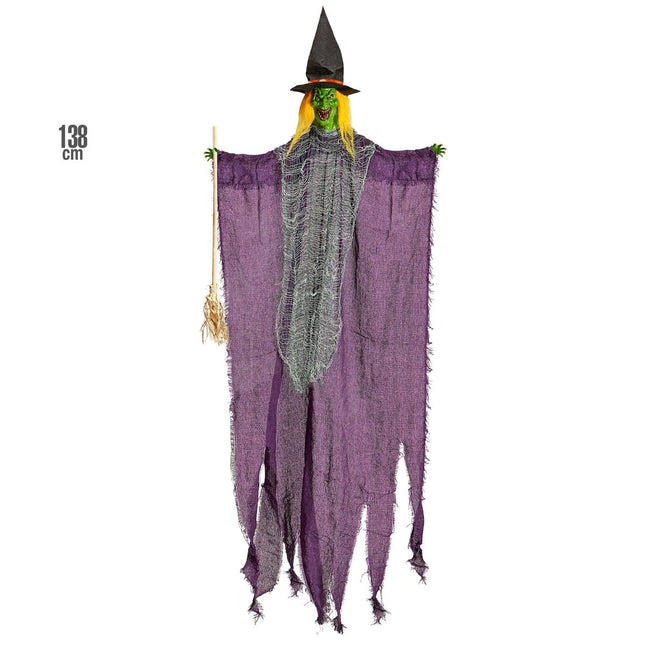 Halloween Pop Heks Met Bezem 1,38m van Widmann koop je bij Partywinkel