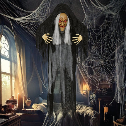 Halloween Pop Heks Met Licht, Geluid En Beweging 1,20m van Fiestas Guirca koop je bij Partywinkel