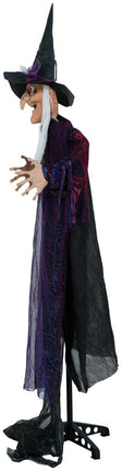 Halloween Pop Heks Met Sokkel, Licht En Geluid 1,8m van Fiestas Guirca koop je bij Partywinkel