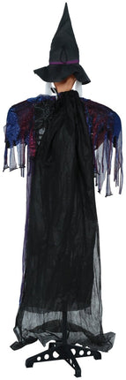 Halloween Pop Heks Met Sokkel, Licht En Geluid 1,8m van Fiestas Guirca koop je bij Partywinkel