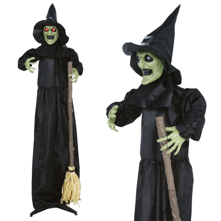Halloween Pop Vogelverschrikkerheks Met Licht, Geluid En Beweging 1,85m van Fiestas Guirca koop je bij Partywinkel