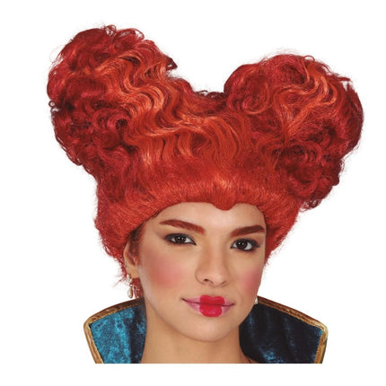 Halloween Pruik Bruin Hartvormige Middeleeuwse Krullen - Partywinkel - 8434077480700