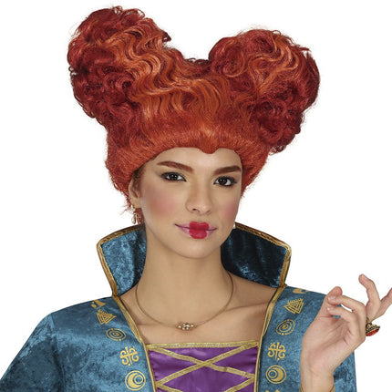 Halloween Pruik Bruin Hartvormige Middeleeuwse Krullen - Partywinkel - 8434077480700