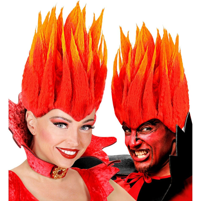 Halloween Pruik Oranje Diablo van Widmann koop je bij Partywinkel