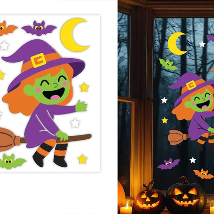 Halloween Raamdecoratie Heks 50cm van Fiestas Guirca koop je bij Partywinkel
