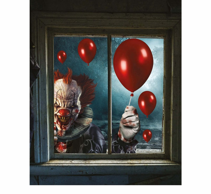 Halloween Raamdecoratie Stickers Clown van Fiestas Guirca koop je bij Partywinkel