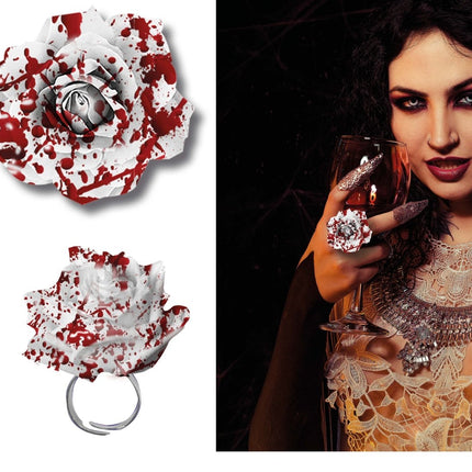 Halloween Ring Bloederige Bloem - Partywinkel - 8434077268827