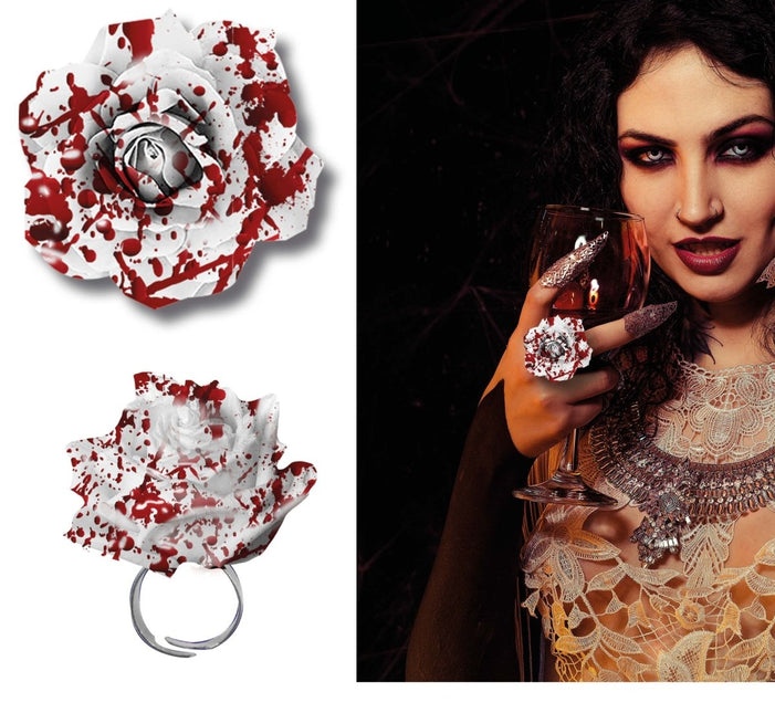 Halloween Ring Bloederige Bloem - Partywinkel - 8434077268827