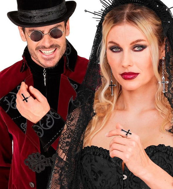 Halloween Ring Zwart Kruis van Widmann koop je bij Partywinkel
