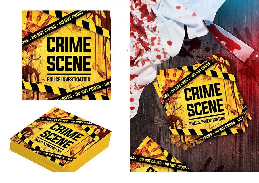 Halloween Servetten Geel Crime Scene van Fiestas Guirca koop je bij Partywinkel
