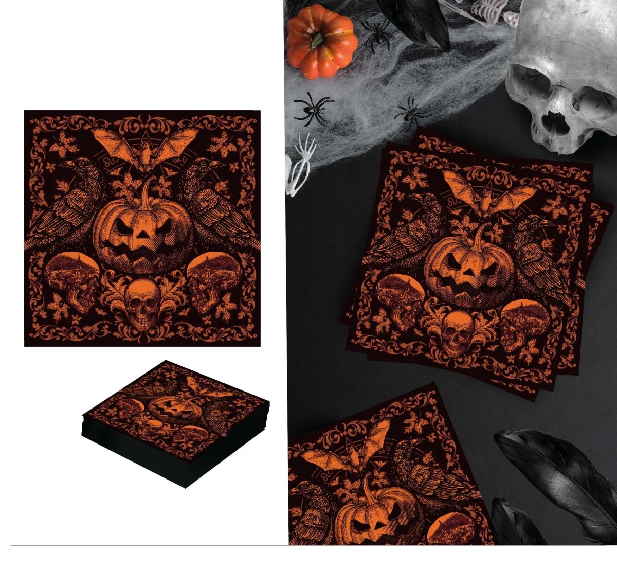 Homlouue Halloween-Servietten – 100 Stück, 3-lagig, Mit Kürbis-Motiv | Ideal Für Partys, Tischdeko & Gästebetreuung