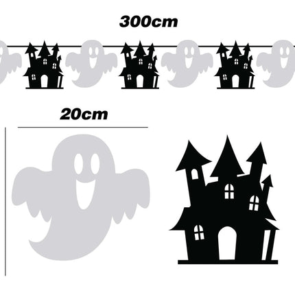 Halloween Slinger Zwart Wit 3m - Partywinkel - 8434077267950