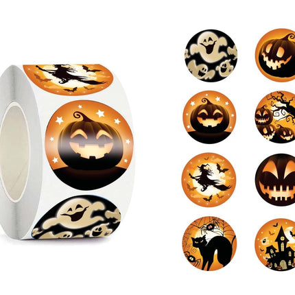 Halloween Stickers Zwart Oranje 200st - Partywinkel - 8434077268964