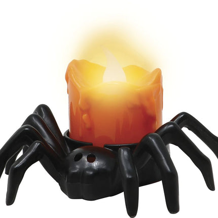 Halloween Tafeldecoratie Spin Met Kaars 6cm - Partywinkel - 8434077268315