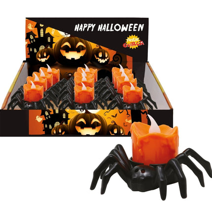 Halloween Tafeldecoratie Spin Met Kaars 6cm - Partywinkel - 8434077268315