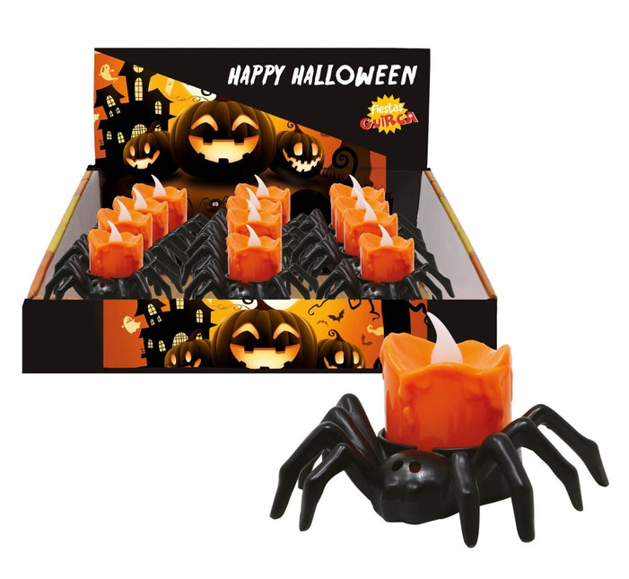 Halloween Tafeldecoratie Spin Met Kaars 6cm - Partywinkel - 8434077268315
