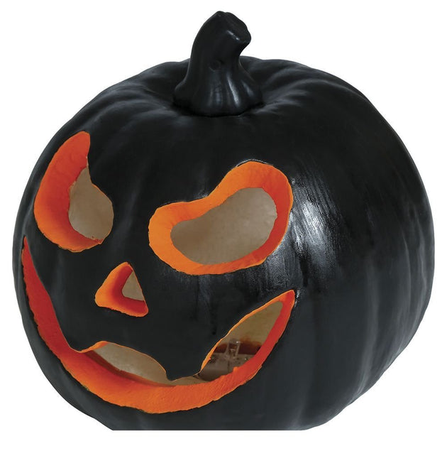 Halloween Tafeldecoratie Zwart Pompoen Met Licht 16cm - Partywinkel - 8434077249710