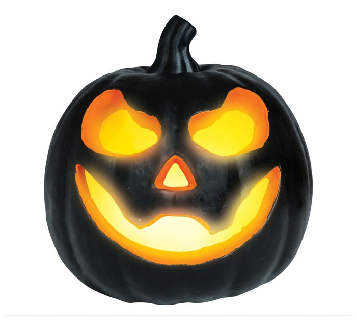 Halloween Tafeldecoratie Zwart Pompoen Met Licht 16cm - Partywinkel - 8434077249710