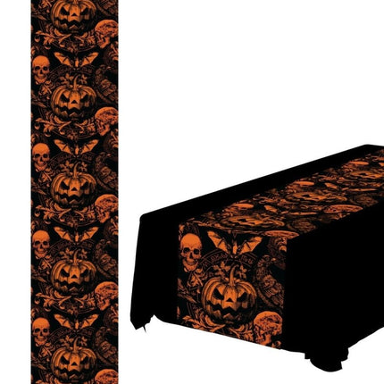 Halloween Tafelloper Pompoen 2,74m - Partywinkel - 8434077269312