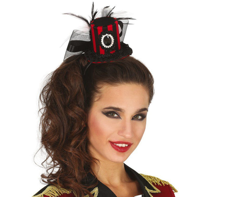 Halloween Tiara Minihoed Zwart Rood van Fiestas Guirca koop je bij Partywinkel