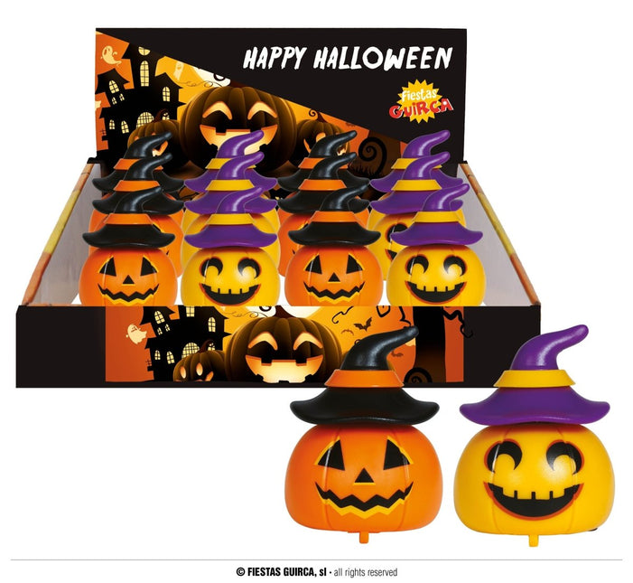 Halloween Uitdeelcadeautjes Pompoen Met Wiel 6cm 12st - Partywinkel - 8434077269480