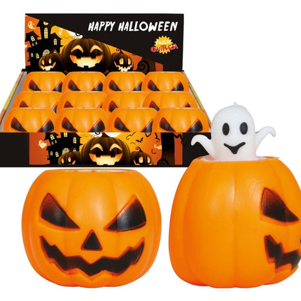 Halloween Uitdeelcadeautjes Spook Pompoenen 5cm 12st - Partywinkel - 8434077190852