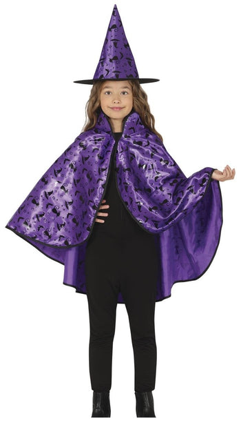 Halloween Verkleedset Paars Meisje Heks 2 delig - Partywinkel - 8434077190081