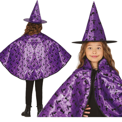 Halloween Verkleedset Paars Meisje Heks 2 delig - Partywinkel - 8434077190081