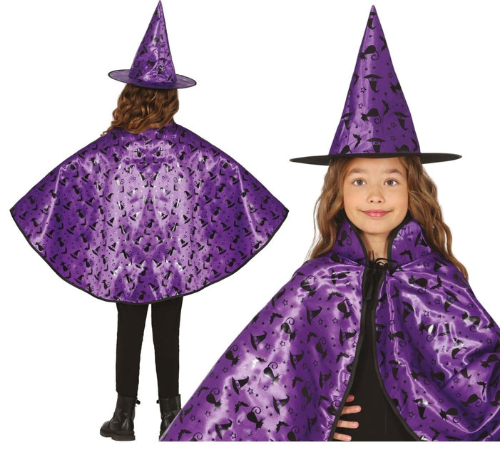 Halloween Verkleedset Paars Meisje Heks 2 delig - Partywinkel - 8434077190081