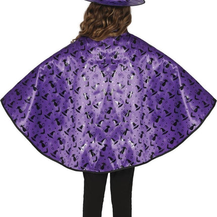 Halloween Verkleedset Paars Meisje Heks 2 delig - Partywinkel - 8434077190081
