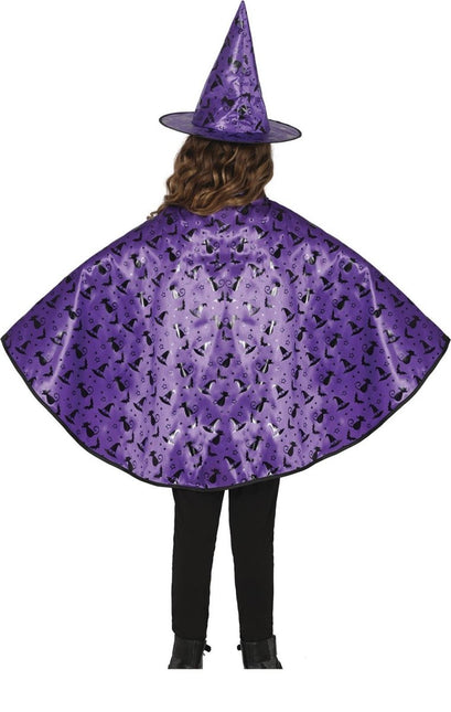 Halloween Verkleedset Paars Meisje Heks 2 delig - Partywinkel - 8434077190081