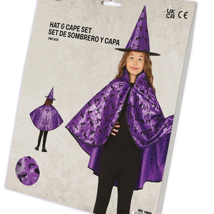 Halloween Verkleedset Paars Meisje Heks 2 delig - Partywinkel - 8434077190081