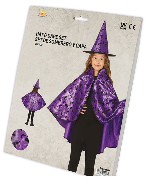 Halloween Verkleedset Paars Meisje Heks 2 delig - Partywinkel - 8434077190081