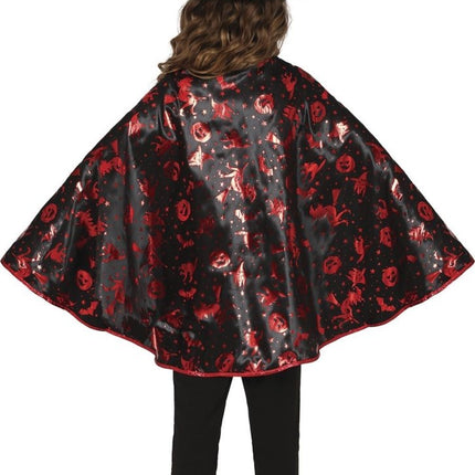 Halloween Verkleedset Zwart Rood Meisje Heks 2 delig - Partywinkel - 8434077190098