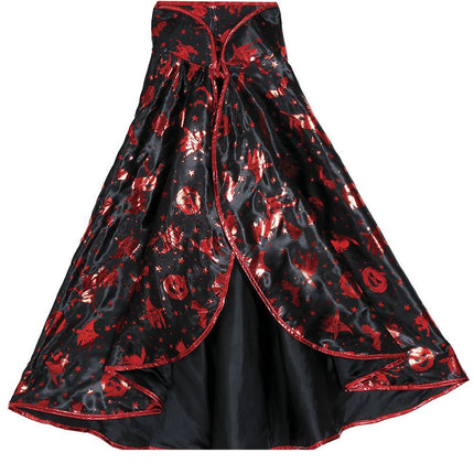 Halloween Verkleedset Zwart Rood Meisje Heks 2 delig - Partywinkel - 8434077190098