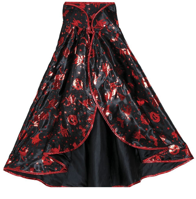 Halloween Verkleedset Zwart Rood Meisje Heks 2 delig - Partywinkel - 8434077190098