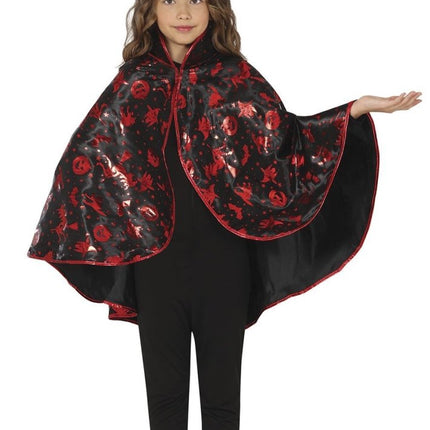 Halloween Verkleedset Zwart Rood Meisje Heks 2 delig - Partywinkel - 8434077190098