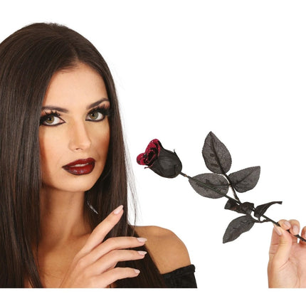 Halloween Zwarte Roos 42cm van Fiestas Guirca koop je bij Partywinkel