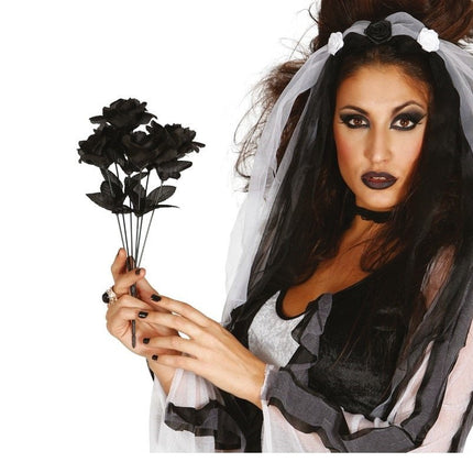 Halloween Zwarte Rozen Tak 35cm van Fiestas Guirca koop je bij Partywinkel