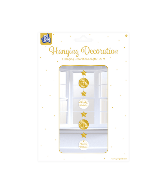 Hangdecoratie 16 Jaar Goud Wit 20,5cm van Paper Dreams koop je bij Partywinkel