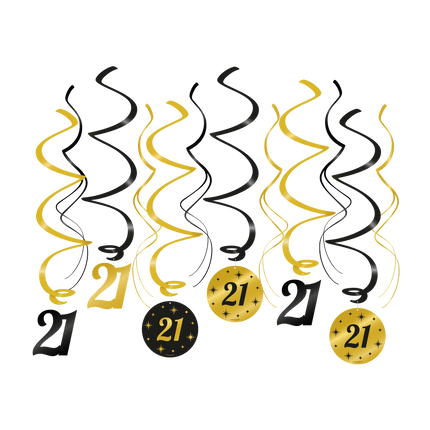 Hangdecoratie 21 Jaar 14cm 12st van Paper Dreams koop je bij Partywinkel
